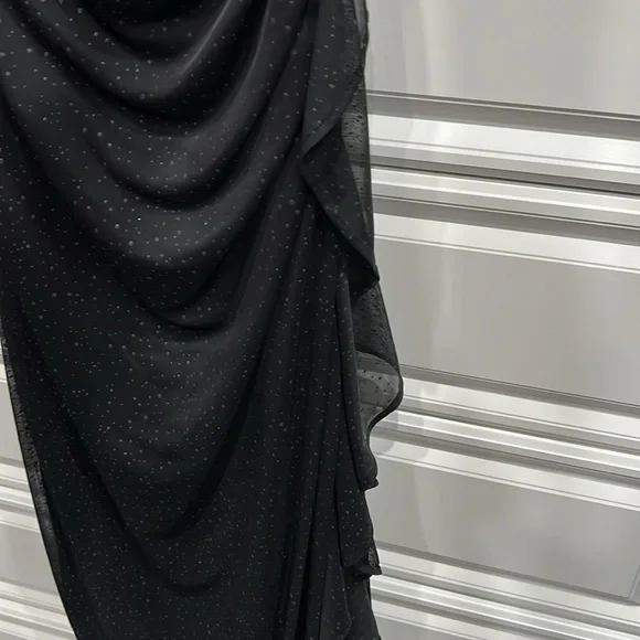Connected appeal black dress 1 shoulder size  12  little shimmer Good Condition - Picture 5 of 10